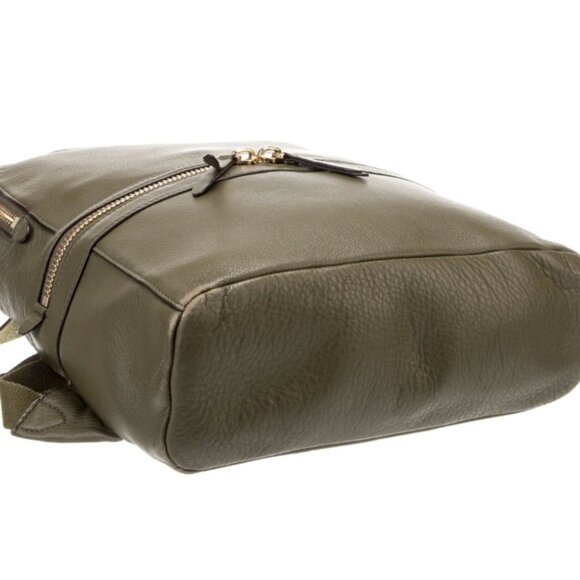 Henri Bendel West 57th Olive Green Leather Backpack, Discontinued Luxury RARE! - Picture 5 of 12